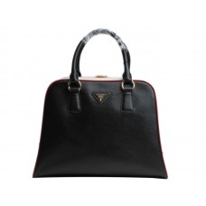 Prada Saffiano handtas met frame en handvat, zwart