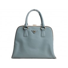 Prada Saffiano tas met frame en handvat, blauw