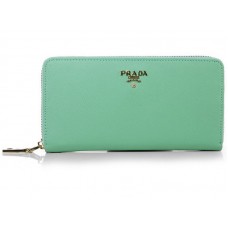 Prada Saffiano Zippy portemonnee groen