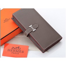 Hermes Epsom Original portemonnee van kalfsleer (Bearn Japonaise) met dubbele vouw, donkergrijs