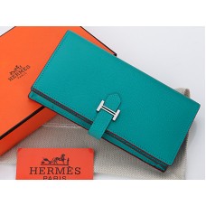 Hermes Epsom Original portemonnee van kalfsleer met Japanse afwerking, turkooiskleurig.