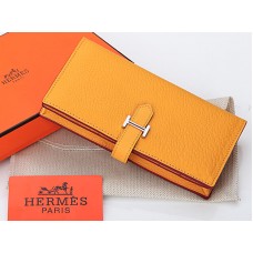 Hermes Dogon Togo Original Calfskin Bearn Japonaise Bi-Fold Wallet Geel