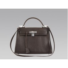 Hermes Kelly 32cm Togo leer chocoladebruin