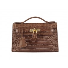 Hermes Matte Kelly Pochette Krokodil Havanne