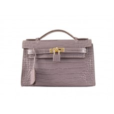 Hermes Matte Kelly Pochette Krokodil Mauve