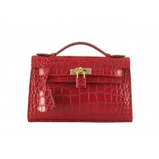 Hermes Matte Kelly Pochette Krokodillenrood