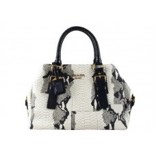 Prada Python leren shopper in wit en zwart