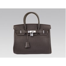 Hermes Birkin 30cm Togo-leer, chocoladebruin met zilverkleurige hardware