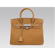 Hermes Birkin 30cm tas van Togo-leer in bruin met zilverkleurige hardware