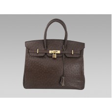 Hermes Birkin 35 cm struisvogel chocolade