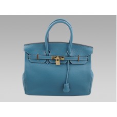 Hermes Birkin 35 Togo Leer Blauw