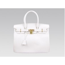 Hermes Birkin 35cm Togo Clemence Wit met gouden details