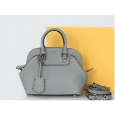 Fendi Originele Leren Mini Selleria Adele Satchel Grijs