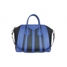 Grote Givenchy Antigona tas, tweekleurig blauw en zwart.
