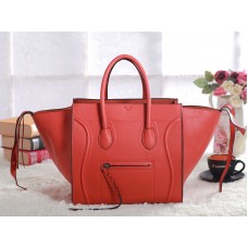Celine Luggage Phantom Square Tote Bag Togo Leer Oranje