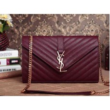 YSL Medium Monogram Satchel Zwart Magenta Grain Poudre Gestructureerd Matelassé Leer