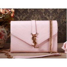YSL Small Monogramme Satchel Roze Korreltextuur Matelassé Leer