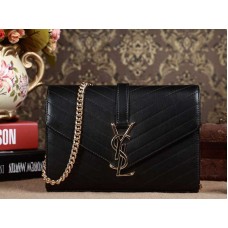 YSL Small Monogramme Satchel in zwart matelasséleer