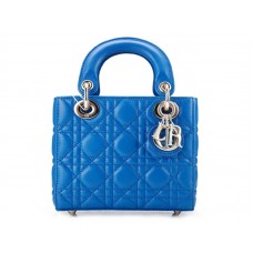 Dior Nano leren tas met gouden hardware en blauwe accenten