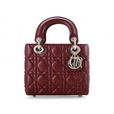 Dior Nano leren tas met gouden hardware, bordeauxrood