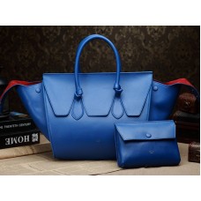 Celine Tie Nano handtas met handvat, leer, blauw