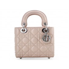 Dior Nano leren tas met zilverkleurige hardware, beige
