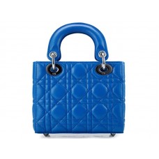 Dior Nano leren tas met zilverkleurige hardware en blauwe accenten