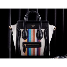 Celine Luggage Mini Tote Canvas Wit & Regenboog
