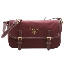 Prada Tessuto Bandoliera Crossbody Messenger Bag Bordeauxrood