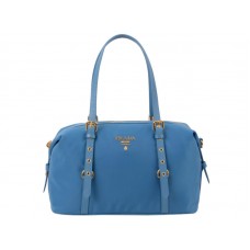 Prada Tessuto Bauletto Satchel Schoudertas Blauw