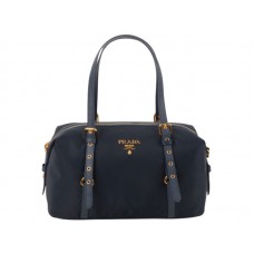 Prada Tessuto Bauletto Satchel Schoudertas Donkerblauw