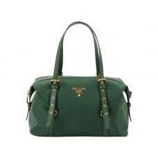 Prada Tessuto Bauletto Satchel Schoudertas Groen