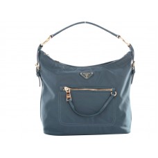 Prada Tessuto nylon hobo tas met leren afwerking, blauw