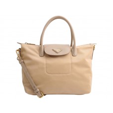 Prada Tessuto nylon tas met leren afwerking, beige