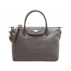 Prada Tessuto nylon tas met leren afwerking, grijs