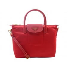 Prada Tessuto nylon tas met leren afwerking, rood