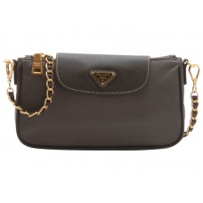 Prada Tessuto Nylon Polstasje met Saffiano Lederen Polsbandje Grijs