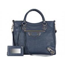 Balenciaga Velo tas met gouden metallic rand in blauw