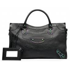 Balenciaga Classic Metallic Edge Iridescent City Bag Zwart