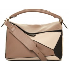 Loewe Puzzle Bag Hazelnoot Zwart Ivoor