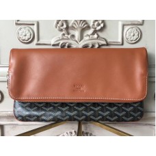 Goyard Goyardine Sainte Marie zachte clutch zwart met bruin lederen bekleding