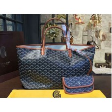 Goyard Goyardine Saint Louis GM zwart met bruine lederen afwerking