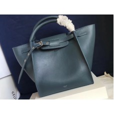Celine Small Big Bag met lange schouderband in soepel generfd kalfsleer in blauw