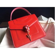 Bvlgari Flap Cover Serpenti Forever 18cm Kalfsleer Roze en Rood