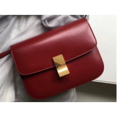 Celine Medium Classic tas in doos, kalfsleer, bordeauxrood