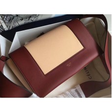 Celine Medium Frame Schoudertas Calskin Bordeaux en Camel