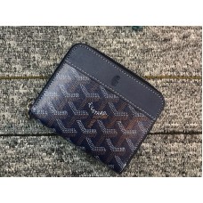 Goyard Chevron kleine portemonnee met ritssluiting, donkerblauw