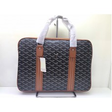 Goyard Goyardine aktetas zwart met bruine leren afwerking