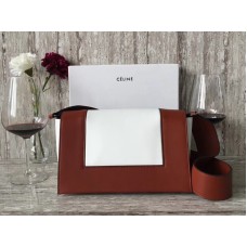 Celine Medium Frame Schoudertas Calskin Bordeauxrood en Wit