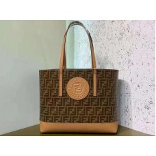 Fendi Fabric FF Shopping Tote Bag Camel f0412